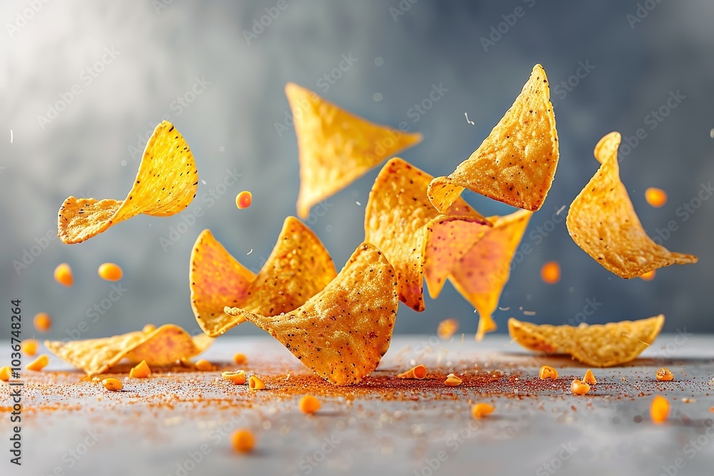 Cutout of Flying Delectable Nacho Chips. Generative Ai Cutout of Flying Delectable Nacho Chips. Generative Ai