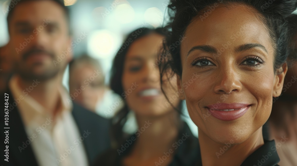 Group portrait of diverse colleagues in a corporate setting, capturing a happy moment together after a meeting Group portrait of diverse colleagues in a corporate setting, capturing a happy moment together after a meeting