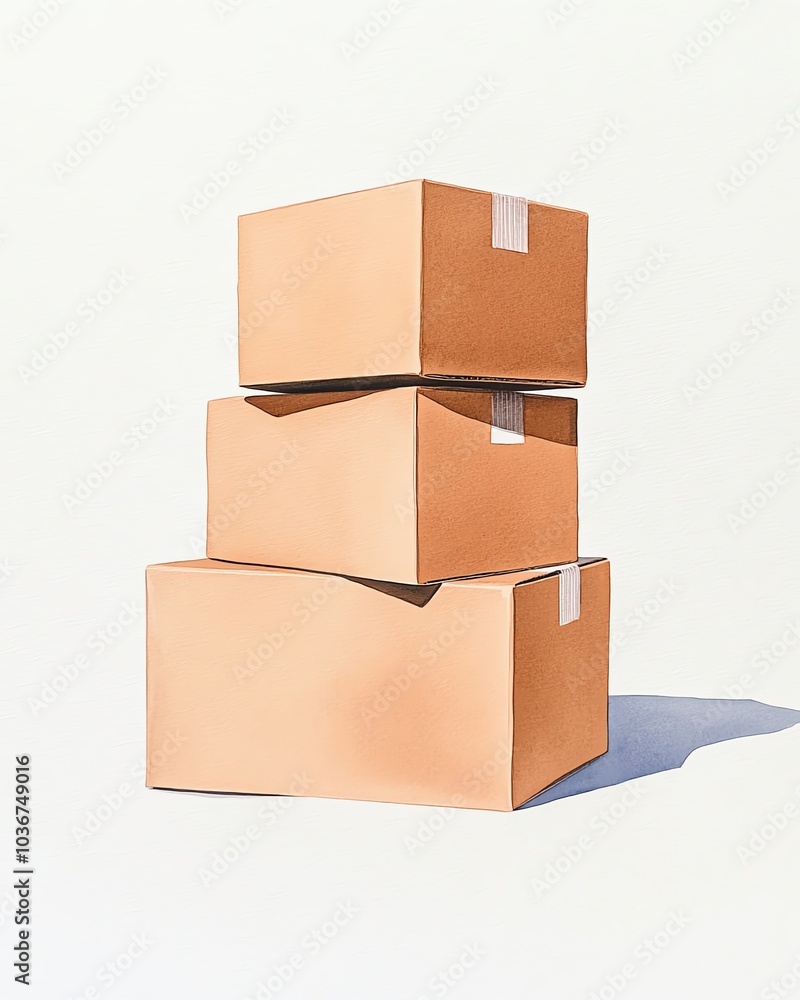 Stack of cardboard boxes on white background Stack of cardboard boxes on white background