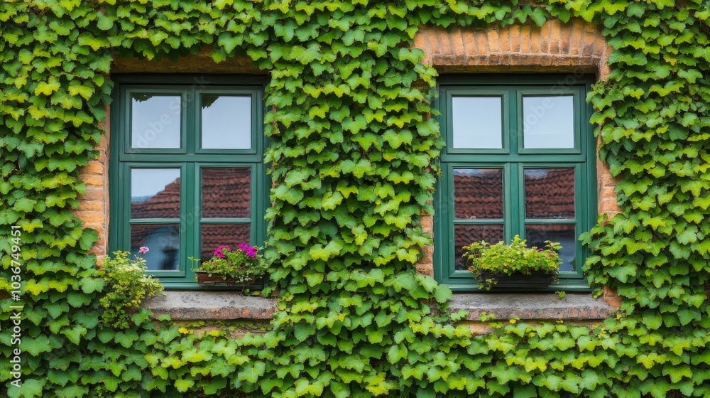 Charming Greenery Surrounding Windows in a Natural Setting Charming Greenery Surrounding Windows in a Natural Setting