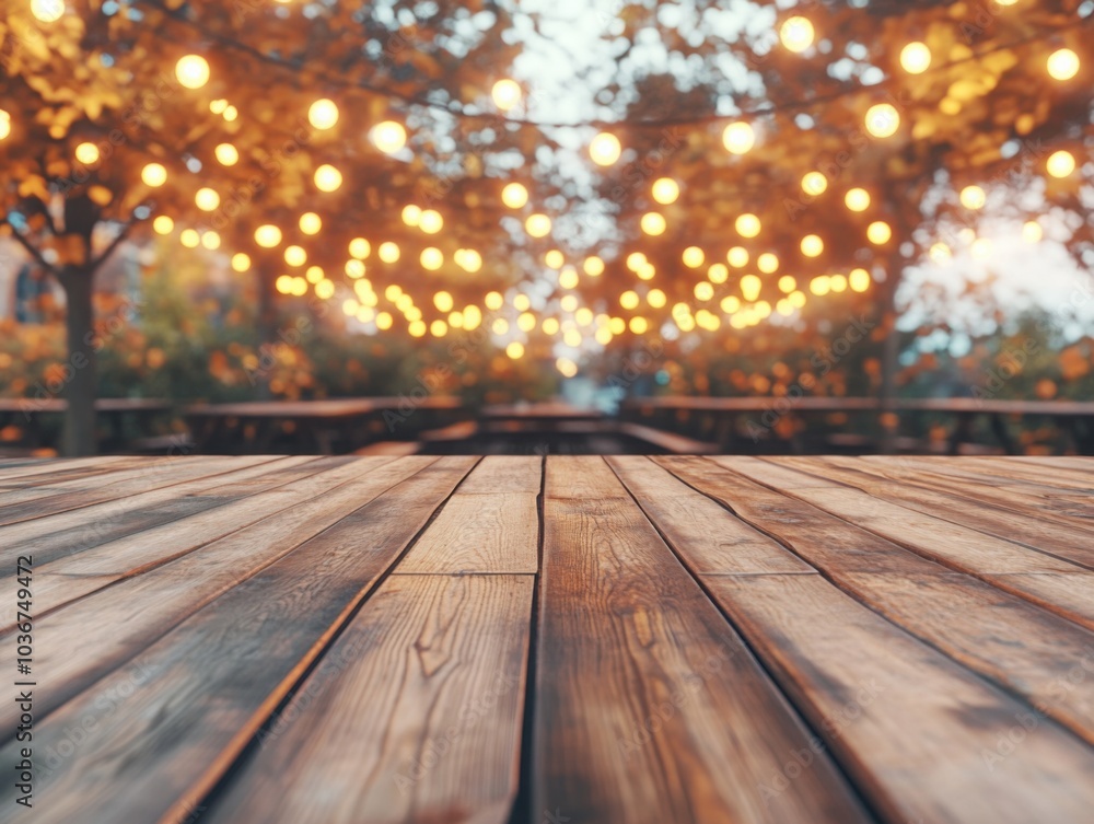 Warm Autumn Cafe with Falling Leaves at Dusk Warm Autumn Cafe with Falling Leaves at Dusk