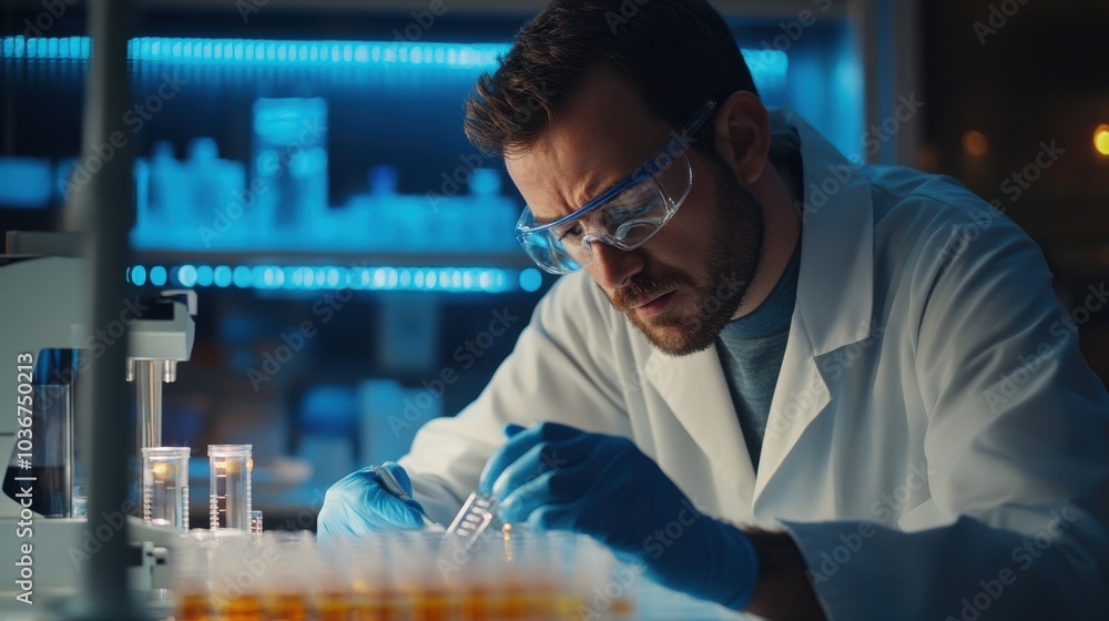 Scientist Reviewing Genetic Mutations in Laboratory Setting Scientist Reviewing Genetic Mutations in Laboratory Setting