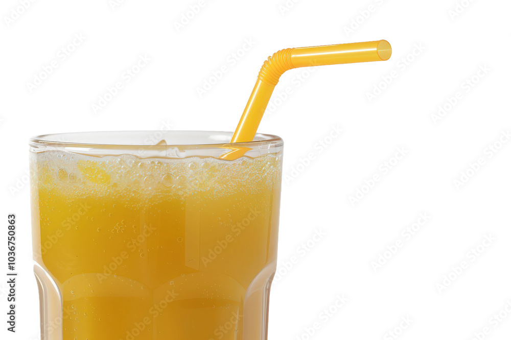 Tropical mango juice drink with a straw for refreshment Tropical mango juice drink with a straw for refreshment