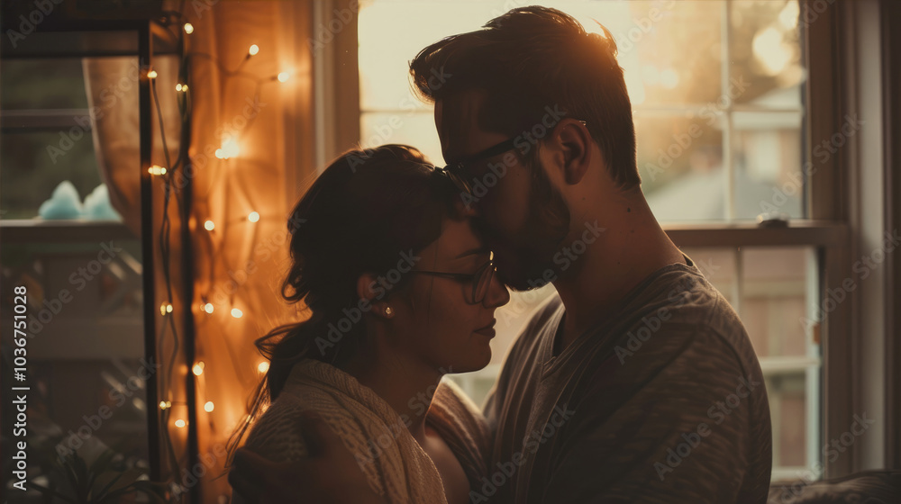 A couple tenderly and comfortingly hug and kiss outdoors, capturing a moment of deep connection and affection A couple tenderly and comfortingly hug and kiss outdoors, capturing a moment of deep connection and affection