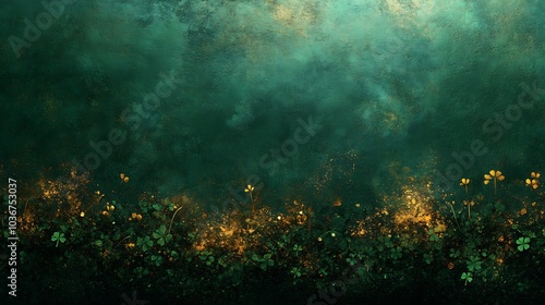 Wallpaper Mural Abstract dark green grunge background textured layers evoking the spirit of St Patrick's Day blending hints of gold and subtle clover shapes for a festive yet artistic feel Torontodigital.ca