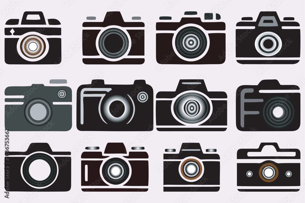 Camera vector icon set with illustration, camera photo snapshot capture photograph shutter flash digital. Camera vector icon set with illustration, camera photo snapshot capture photograph shutter flash digital.