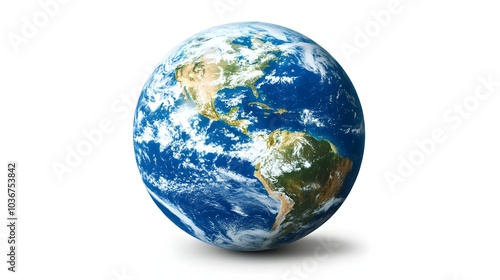 Earth isolated on the white background. Science photo with copy space. 