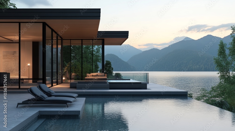 Fototapeta premium Modern Coastal Home with Stunning View
