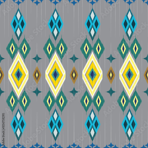 seamless ikat pattern design for fabric curtain wallpaper mattresses carpet floor bed sheet bolster pillow blanket ceramic tile background wrapping ornament