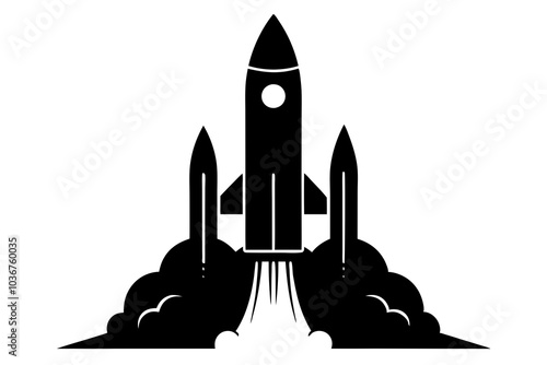 Space Rocket silhouette vector illustration.