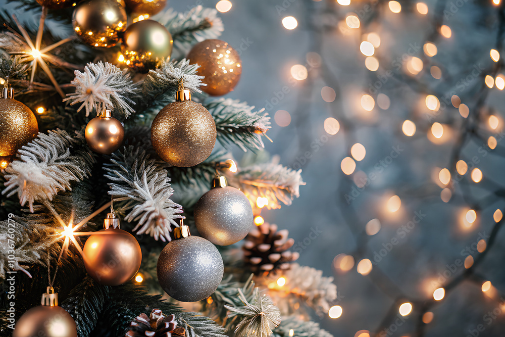 Christmas tree close-up background with sparkle Christmas tree close-up background with sparkle