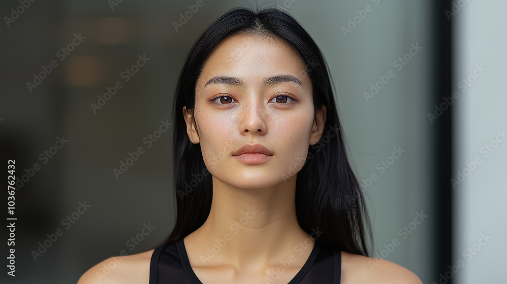 Close-up portrait of a young woman with serene expression, natural lighting, perfect for beauty and lifestyle themes. Close-up portrait of a young woman with serene expression, natural lighting, perfect for beauty and lifestyle themes.