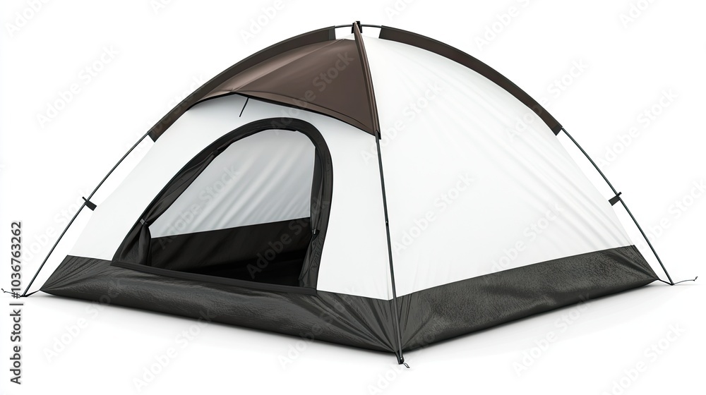 Bold brown tent mockup standing on a blank white background, ideal for outdoor product branding or event promotions. Bold brown tent mockup standing on a blank white background, ideal for outdoor product branding or event promotions.