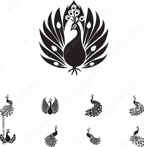 Elegant Peacock Silhouette: A Minimalist Logo Design for Modern Brands