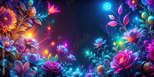 abstract neon floral background