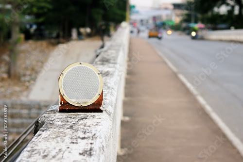 Reflective traffic light signs on bridge safety for driver at night. photo