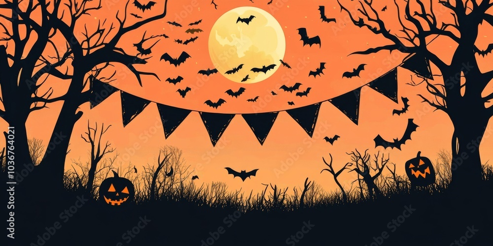 A fun Halloween party invitation with banners. Perfect for a poster or greeting card A fun Halloween party invitation with banners. Perfect for a poster or greeting card