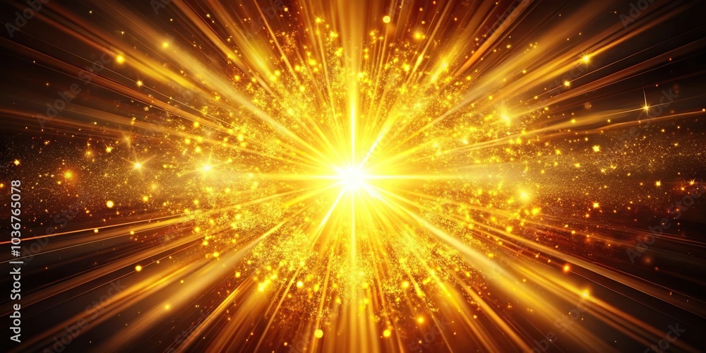 Bright yellow explosion of gold and orange spark on minimalist background Bright yellow explosion of gold and orange spark on minimalist background