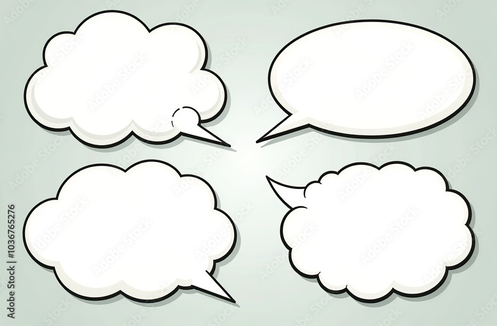 Comic speech bubbles. Set of speech bubbles. Empty Dialog Clouds. Illustration for Comics Book, Social Media Banners, Promotional Material. Blank empty speech bubbles for infographics. Vector graphics Comic speech bubbles. Set of speech bubbles. Empty Dialog Clouds. Illustration for Comics Book, Social Media Banners, Promotional Material. Blank empty speech bubbles for infographics. Vector graphics