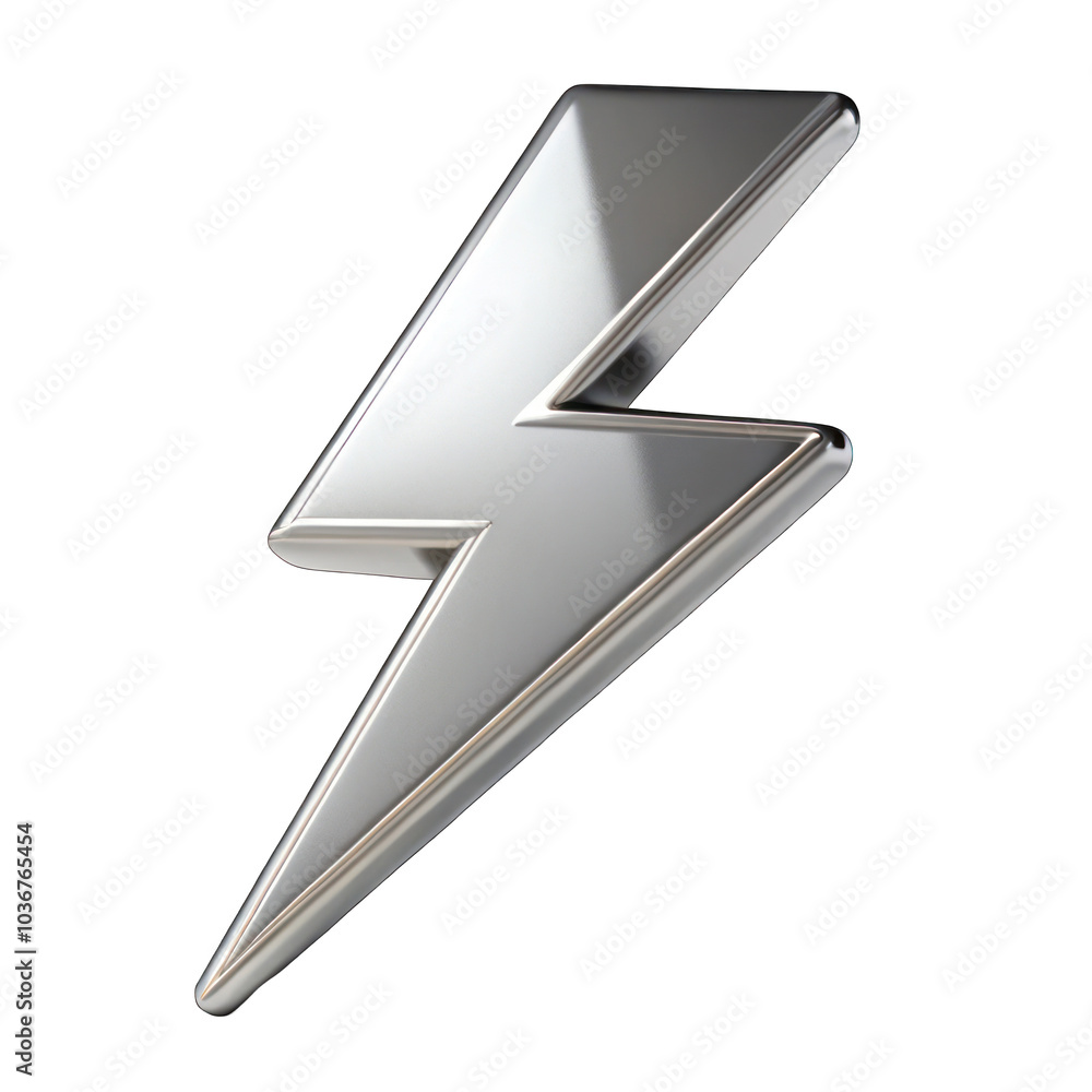 Silver Lightning Bolt isolated on transparent background