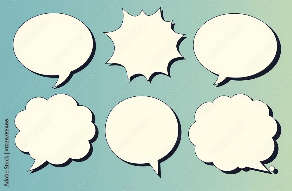 Comic speech bubbles. Set of speech bubbles. Empty Dialog Clouds. Illustration for Comics Book, Social Media Banners, Promotional Material. Blank empty speech bubbles for infographics. Vector graphics Comic speech bubbles. Set of speech bubbles. Empty Dialog Clouds. Illustration for Comics Book, Social Media Banners, Promotional Material. Blank empty speech bubbles for infographics. Vector graphics
