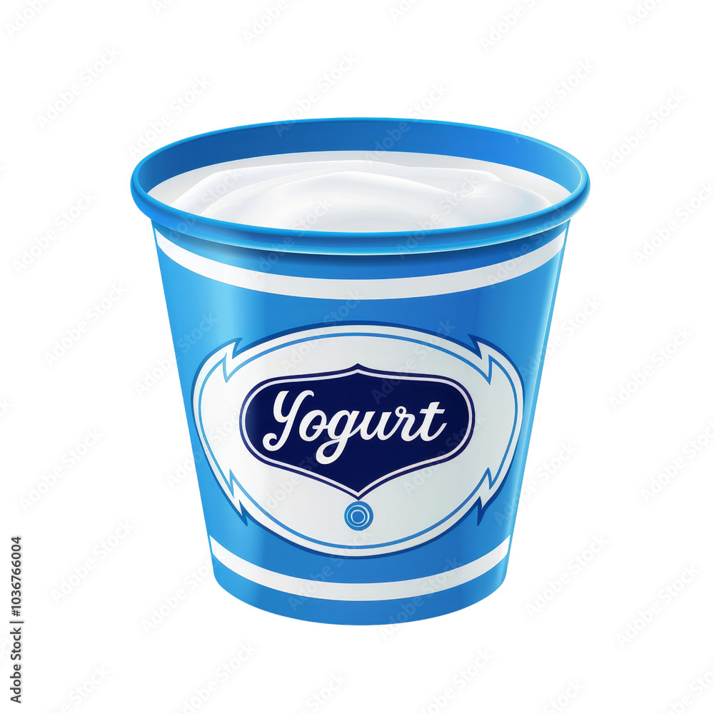 Blue Yogurt Cup with Creamy Texture and Decorative Label Design Blue Yogurt Cup with Creamy Texture and Decorative Label Design