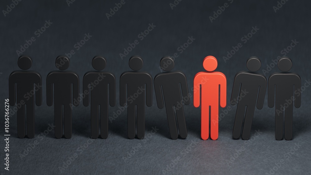 Stand out from the crowd and different creative idea concepts , One glowing light man standing with arms wide open among other people with reflections and shadows.3D rendering on black background.
Stand out from the crowd and different creative idea concepts , One glowing light man standing with arms wide open among other people with reflections and shadows.3D rendering on black background.