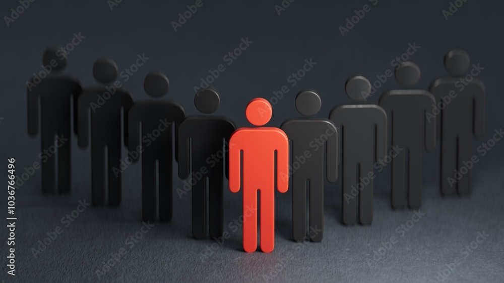 3D illustration of Wooden doll.Stand out from the crowd. Different person figure in team group.3D rendering on black background.
3D illustration of Wooden doll.Stand out from the crowd. Different person figure in team group.3D rendering on black background.