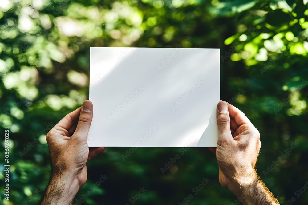 A Man Holding a Blank White Paper in Front of a Green Background A Man Holding a Blank White Paper in Front of a Green Background