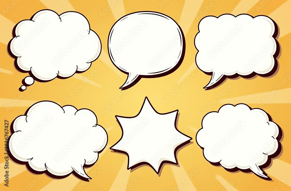 Comic speech bubbles. Set of speech bubbles. Empty Dialog Clouds. Illustration for Comics Book, Social Media Banners, Promotional Material. Blank empty speech bubbles for infographics. Vector graphics Comic speech bubbles. Set of speech bubbles. Empty Dialog Clouds. Illustration for Comics Book, Social Media Banners, Promotional Material. Blank empty speech bubbles for infographics. Vector graphics