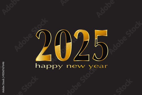 2025 Year, golden and black numbers on dark background