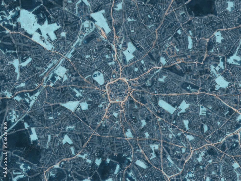 Painterly Style City Map of Wolverhampton, the United Kingdom in a Blue Color Scheme. Painterly Style City Map of Wolverhampton, the United Kingdom in a Blue Color Scheme.