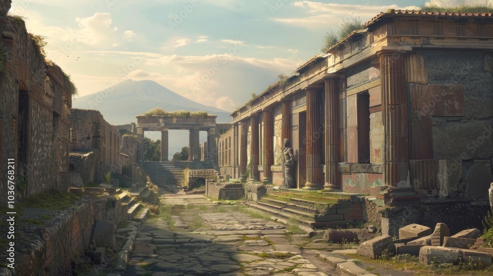Fototapeta premium Exploring Ancient Ruins of Pompeii in Italy