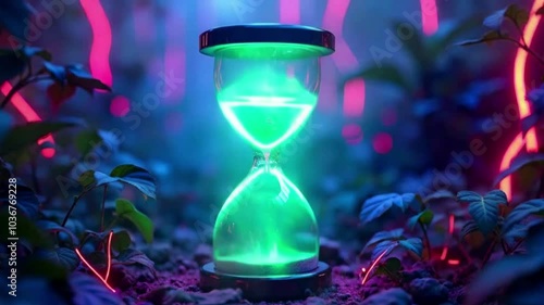 Office Hourglass: Time Management Concept with Sand Timer symbolizing the passage of time and creating a sense of urgency and contemplation