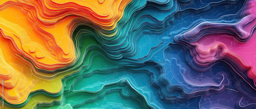Colorful Geometric Layers In A Spectrum Of Vivid Shades Colorful Geometric Layers In A Spectrum Of Vivid Shades