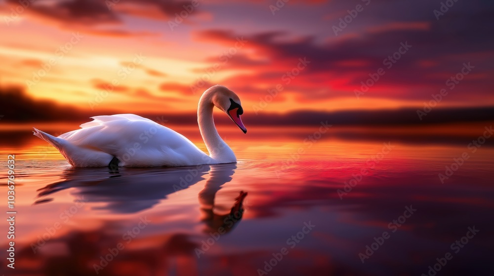Fototapeta premium swans on the lake