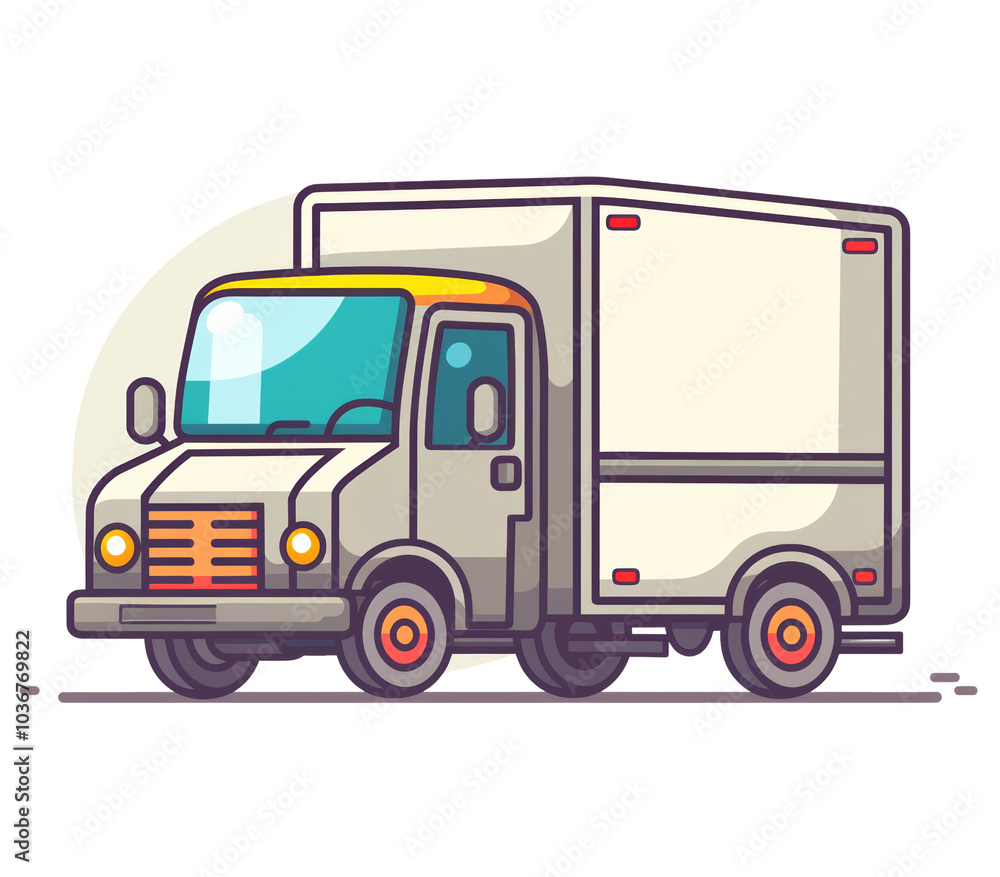 Cartoon Delivery Truck with a Simple Design and Bold Colors. Cartoon Delivery Truck with a Simple Design and Bold Colors.