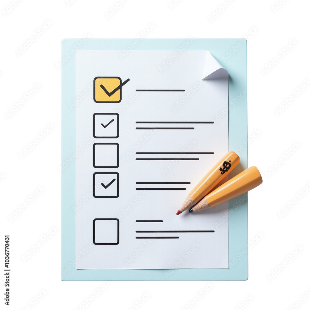 Checklist on a Light Background with Pens for Task Management. Checklist on a Light Background with Pens for Task Management.