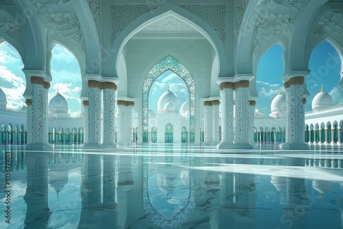 Beautiful mosque as a place of worship for Muslims created with Generative AI