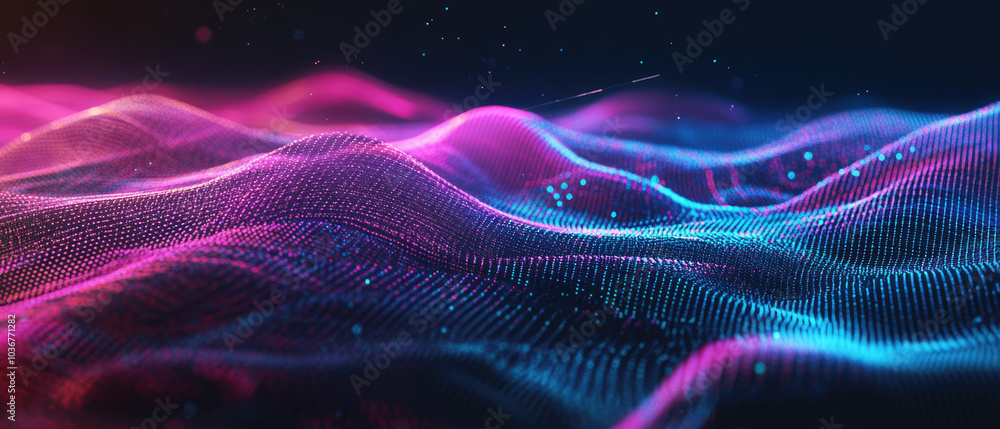 Flowing Neon And Pastel Waves In Abstract Serenade. Flowing Neon And Pastel Waves In Abstract Serenade.