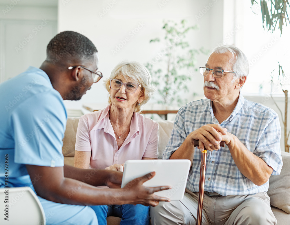 nurse doctor senior couple care caregiver help assistence retirement home nursing elderly man woman tablet technology nurse doctor senior couple care caregiver help assistence retirement home nursing elderly man woman tablet technology