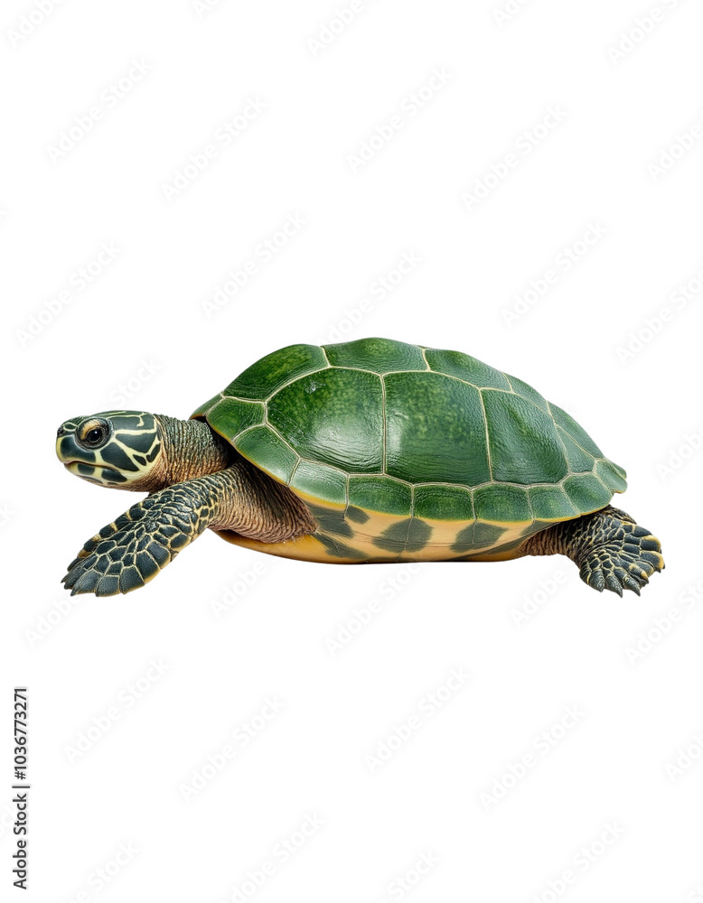 Obraz premium Close-Up of a Green Turtle with Distinctive Shell Pattern