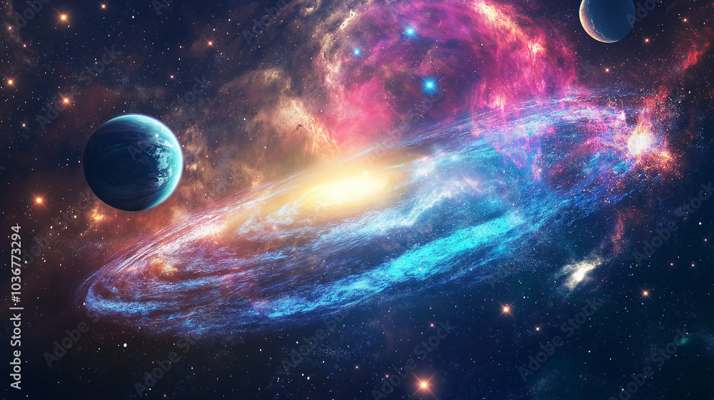 Obraz premium 3d render illustration of a galaxy