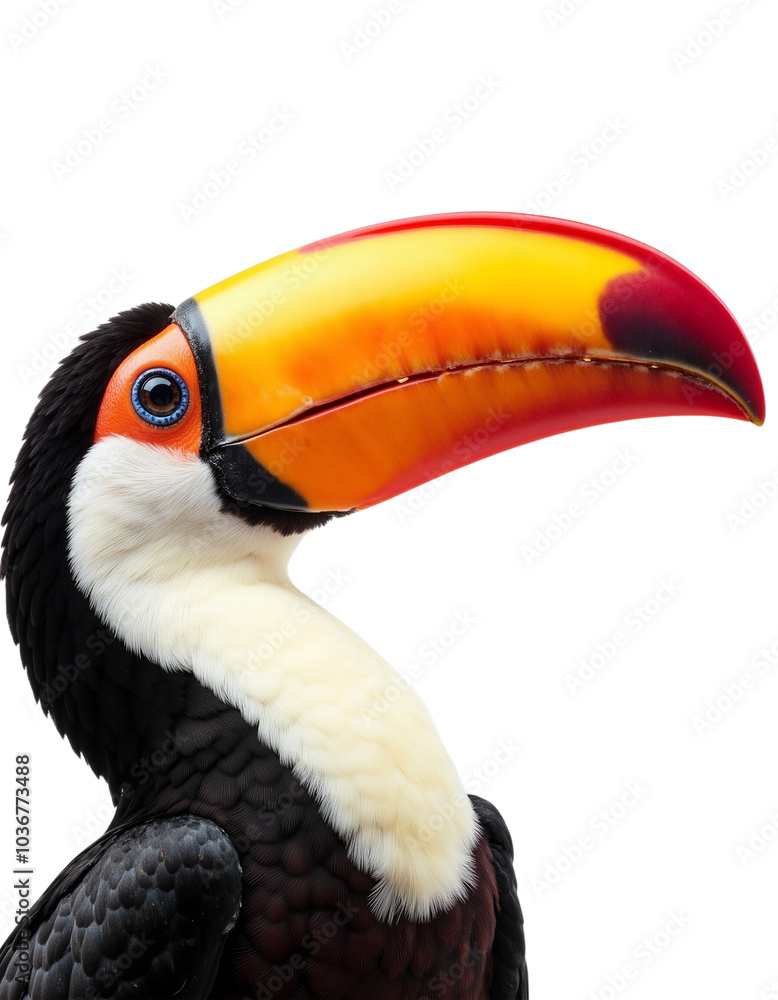 Close-Up of a Vibrant Toucan with Colorful Beak and Feathers Close-Up of a Vibrant Toucan with Colorful Beak and Feathers