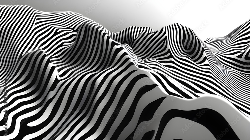 Abstract Black and White Stripes Wavy Pattern Background Abstract Black and White Stripes Wavy Pattern Background
