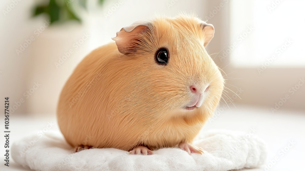 This adorable guinea pig sits on a soft surface, showcasing its fluffy fur and expressive eyes. Perfect for pet lovers and animal enthusiasts. This adorable guinea pig sits on a soft surface, showcasing its fluffy fur and expressive eyes. Perfect for pet lovers and animal enthusiasts.