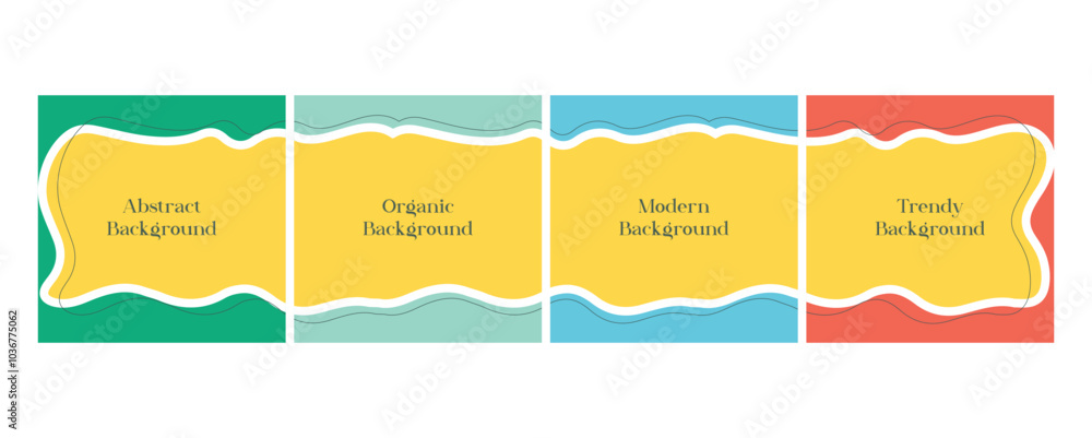 Obraz premium Set of minimal square backgrounds with organic abstract shapes. Hand drawn shapes background for social media carousel template. for Social media post, ad, sale, banner, microblog, carousel template