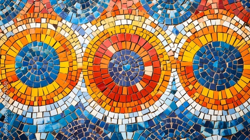 Wallpaper Mural Colorful Mosaic Tile Pattern with Circular Design Torontodigital.ca