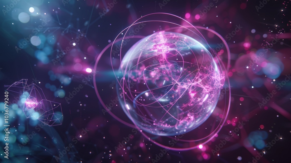 Obraz premium Quantum Entangled Communication Technology Concept