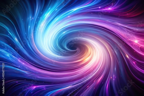 Colorful swirling wave of light in purple and blue hues photo